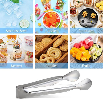 18PCS Mini Tongs for Appetizers, 5Inch Serving Tongs, Ice Tong Appetizer Tong, Small Tongs for Serving Food, Kitchen Utensils for Sugar Cubes, Coffee, Charcuterie Board (Silver-18pcs) - Image 5
