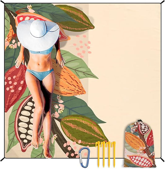 HIHOHO Beach Blanket Waterproof Sandproof Extra Large Beach Mat 79" X 83"/120"x108"for 1-8 Adults Quick Drying Durable Outdoor Picnic Mat for Beach Travel Camping Hiking