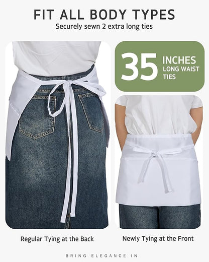 Syntus Server Apron for Men Women, Waitress Waist Apron, Black 1/3/12 Packs - Image 5