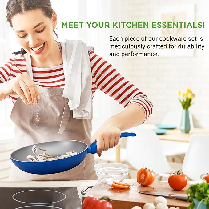 NutriChef 12 Piece Nonstick Cookware Set - PFOA/PFOS-Free Heat Resistant Lacquer Kitchen Ware Pots and Pans Set - Induction Ready Cookware Includes Saucepot, Pans, Cooking Pot Oven Pot, Lid, Utensils - Image 6