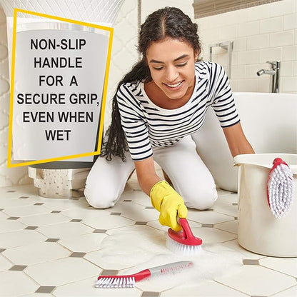 Scrub Brush Set of 3pcs - Cleaning Shower Scrubber with Ergonomic Handle and Durable Bristles - Grout Cleaner Brush - Scrub Brushes for Cleaning Bathroom, Shower, Tile, Kitchen, Floor, Bathtub, Floor - Image 4