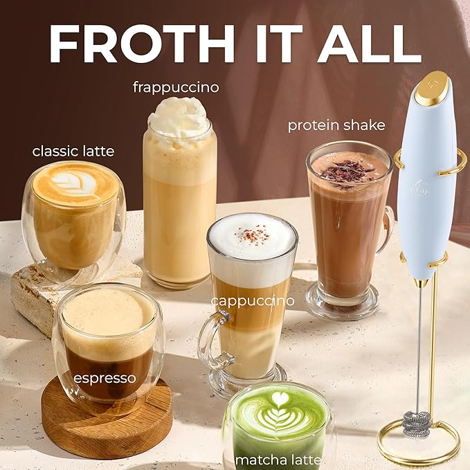 Zulay Kitchen Patented Tornado Triple Whisk Milk Frother with 4 Duracell Batteries – Handheld Foam Maker for Coffee, Lattes, Matcha & Hot Chocolate – Rich, Creamy Froth in Seconds - Lavender - Image 5