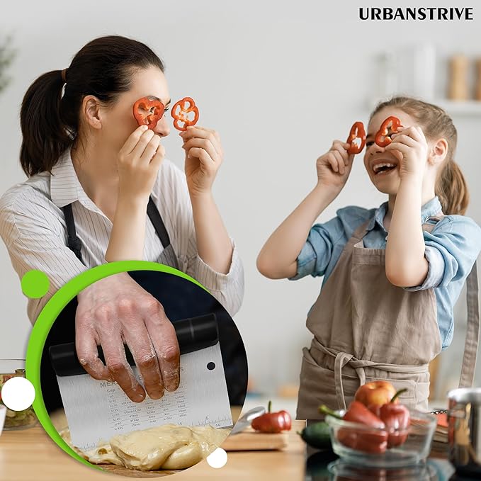 Urbanstrive Bench Scraper for Baking, Stainless Steel Dough Cutter and Scraper Tool Kitchen, Kitchen Scraper Food Scraper Tool Pizza Cutter Food Chopper, Multi-Purpose Kitchen Gadgets, Black - Image 7