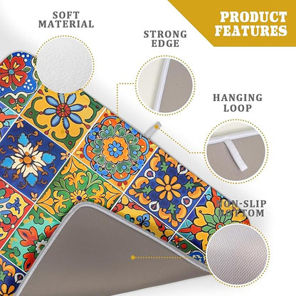 Mexican Tiles Dish Drying Mat for Kitchen Counter Absorbent Microfiber Dish Drying Pad Kitchen Gadgets Multi-use - Image 4