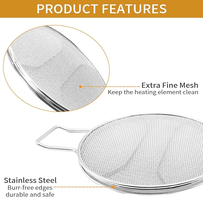 Splatter Shield for Ninja Foodi Smart XL Pro 7-in-1 Indoor Grill, Replacement Stainless Steel Splatter Screen Air Fryer Accessories for Ninja Foodi IG651, IG600, IG601 Air Fryer