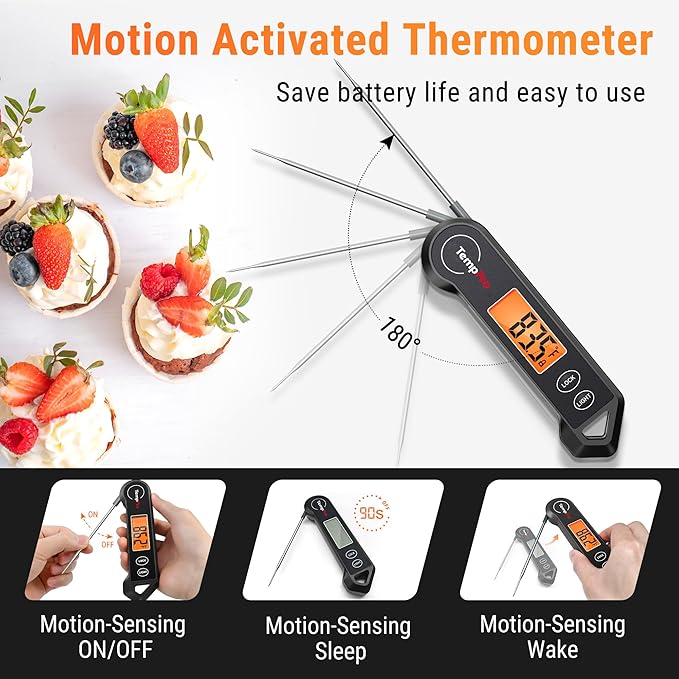 TempPro TP19H Waterproof Digital Meat Thermometer with Ambidextrous Backlit and Motion Sensing Cooking Food Thermometer for BBQ Grill Smoker Oil Fry Candy Thermometer (Previously ThermoPro) - Image 5