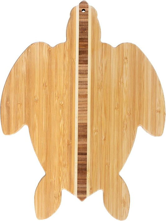Totally Bamboo Sea Turtle Shaped Cutting Board and Charcuterie Serving Tray, Great for Wall Display