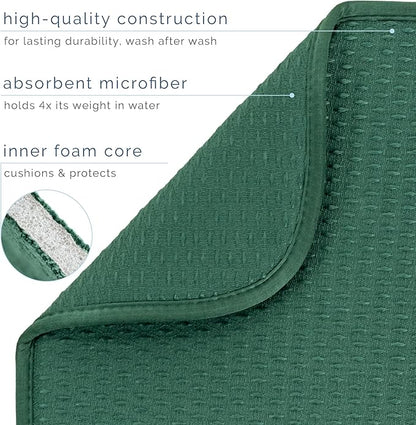 S&T INC. Dish Drying Mat, 16” x 18”, Absorbent Microfiber Kitchen Counter Mat, Drying Pad for Dishes, Utensils, Pots and Pans, Large, Diamond Texture, Emerald Green - Image 4