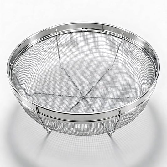 Fine Mesh Strainer for Kitchen, Stainless Steel Colander Bowl for Pasta, Rice, Fruit, Metal Net Baskets with Resting Base - Strain, Drain, Rinse (Diameter 8.67 inch)