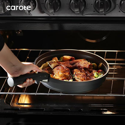 CAROTE 20pcs Pots and Pans Set Non Stick, Nonstick Cookware Set, Dishwasher/Oven/Fridge Safe Pots and Pans, Removable Handle RV Oven Safe Cookware, Induction Kitchen Set, Black - Image 4