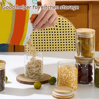 12 Packs Round Spice Jars with Label, 8oz Stackable Airtight Food Storage Containers, Practical Small Glass Jars to Go for Cookie, Coffee, Yogurt, Overnight Oats, Sugar, qtip, cotton balls and Candle - Image 5