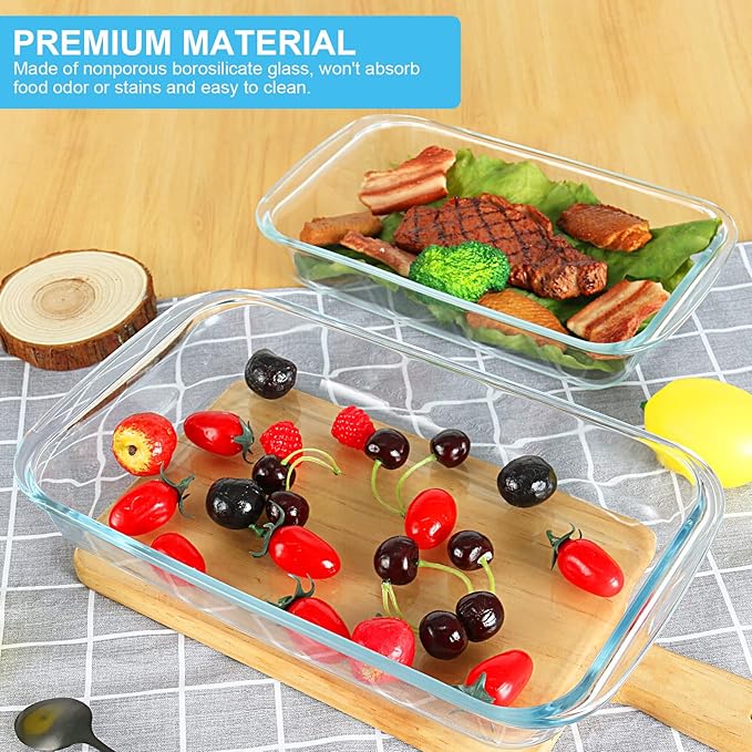 KOMUEE 8 Pieces Glass Baking Dish with Lids Rectangular Glass Baking Pan Bakeware Set with BPA Free Lids, Baking Pans for Lasagna, Leftovers, Cooking, Kitchen, Fridge-to-Oven,Blue - Image 6
