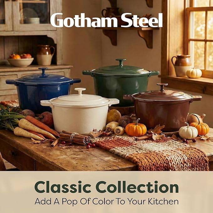 Gotham Steel 5 Qt Lightweight Dutch Oven Pot with Lid & Holders, Ceramic Non Toxic, Oven Safe & Even Heat Retaining Dutch Oven for Bread Baking Sourdough, Soup, Casserole, 70% Lighter than Cast Iron - Image 8