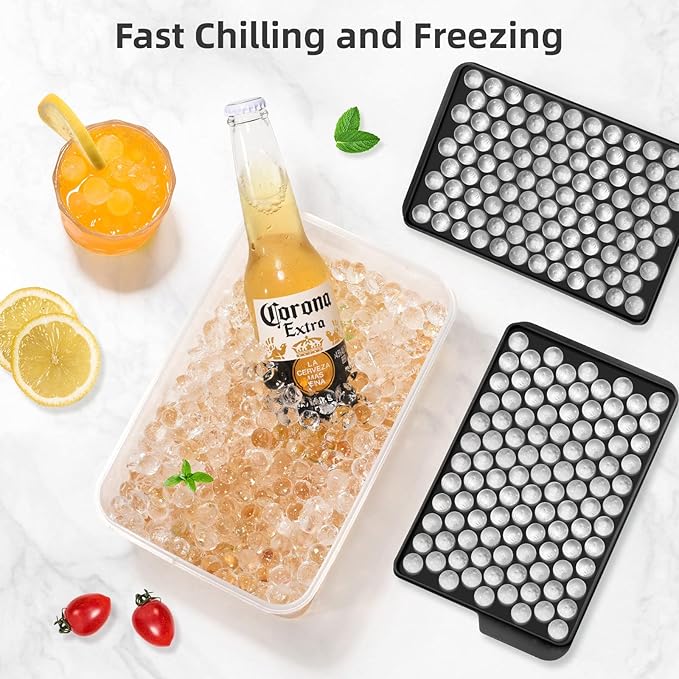 WIBIMEN Mini Ice Cube Trays, 0.55” Tiny Pebble Ice for Iced Coffee & Cocktails, Fast Chill, Easy Twist Release, Stackable with Lid & Storage Bin (4 Pack, Black) - Image 3