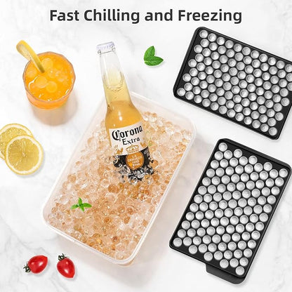 WIBIMEN Mini Ice Cube Trays, 0.55” Tiny Pebble Ice for Iced Coffee & Cocktails, Fast Chill, Easy Twist Release, Stackable with Lid & Storage Bin (4 Pack, Black) - Image 3