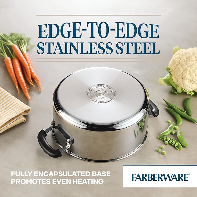 Farberware Brilliance Stainless Steel Dutch Oven/Casserole Pan with Glass Lid, 5 Quart, Dishwasher Safe and Induction Ready, Compatible with All Cooktops, Stainless Steel - Image 3