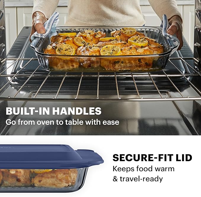 Pyrex Colors Tinted (4-PC Full Set) Glass Baking Dish with BPA-Free Lid, Oblong Bakeware Glass Pan For Casserole & Lasagna, Dishwasher, Freezer, Microwave and Pre-Heated Oven Safe, Smoke - Image 3
