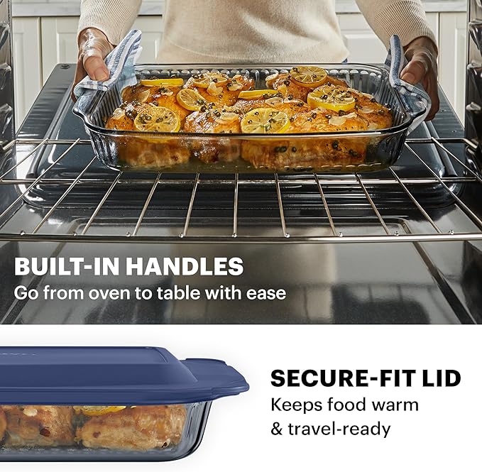 Pyrex Colors Tinted (9x13) Glass Baking Dish with BPA-Free Lid, Oblong Bakeware Glass Pan For Casserole & Lasagna, Dishwasher, Freezer, Microwave and Pre-Heated Oven Safe, Smoke - Image 3