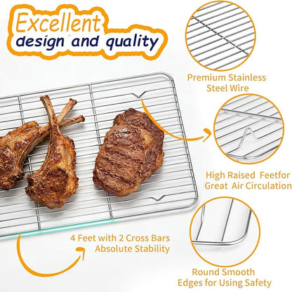 Baking Sheet Pan Set of 12, CEKEE Stainless Steel Cookie Sheets for Baking with Cooling Rack Silicone Baking Mat, Small/Quarter/Jelly Roll Pan, 9/10/12/16 Inch, Heavy Duty & Non Toxic & Easy Clean - Image 6
