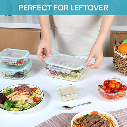 Vtopmart 8 Pack Glass Food Storage Containers with Airtight Lids, Glass Meal Prep Containers, Lunch Office Meal for Microwave, Oven, Freezer and Dishwasher, BPA Free - Image 7