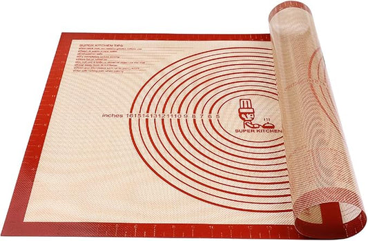 Non-slip Silicone Pastry Mat Extra Large with Measurements 28''By 20'' for Silicone Baking Mat, Counter, Dough Rolling, Oven Liner,Fondant/Pie Crust By Folksy Super Kitchen Red by FolksySuperKitchen