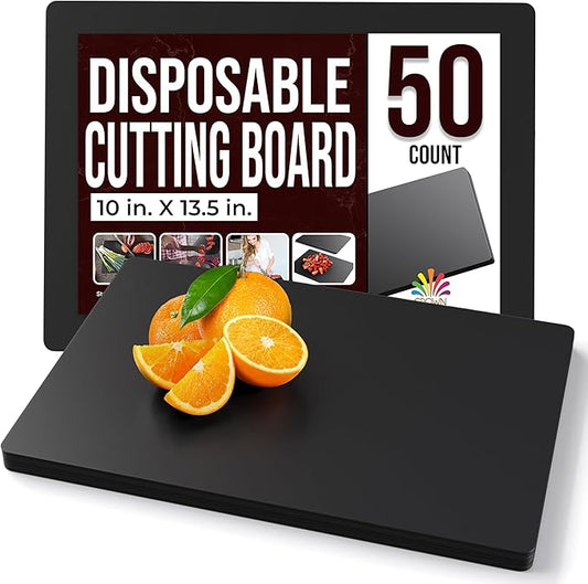 Crown Display Disposable Cutting Boards for Kitchen 50 Count Black Cutting Board 10 Inch X 13.5 Inch Flexible Cutting Boards For Kitchen ~ Patent Pending ~ Recyclable Disposable Cutting Board Sheets