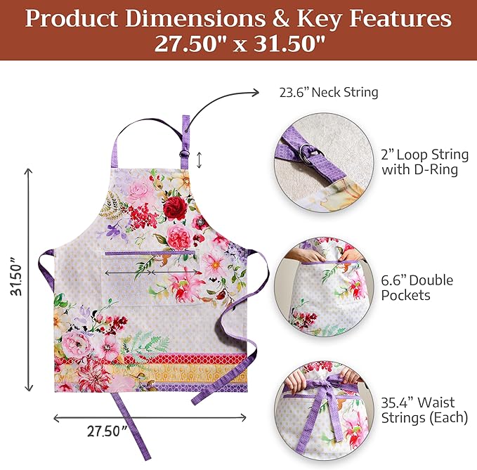 Maison d' Hermine 100% Cotton Apron for women with Pocket Kitchen Chef Apron for Men Cooking Mothers Day Gifts - Image 5