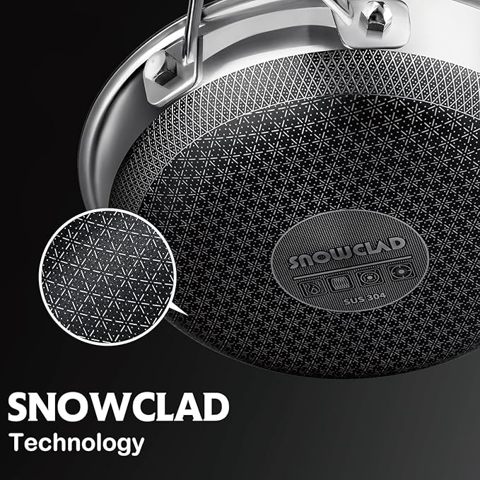 SNOWCLAD Frying Pan, 10 Inch Hybrid Non Stick Stainless Steel Skillets, Dishwasher Induction Oven Broiler Safe, Non Toxic Chef's Pan, PFOA Free Cookware