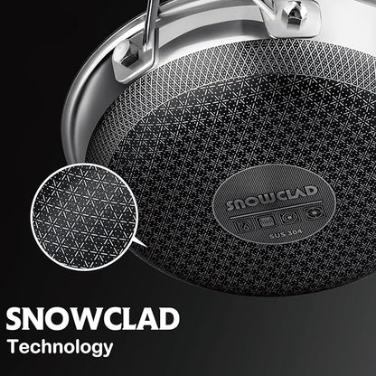 SNOWCLAD Frying Pan, 10 Inch Hybrid Non Stick Stainless Steel Skillets, Dishwasher Induction Oven Broiler Safe, Non Toxic Chef's Pan, PFOA Free Cookware