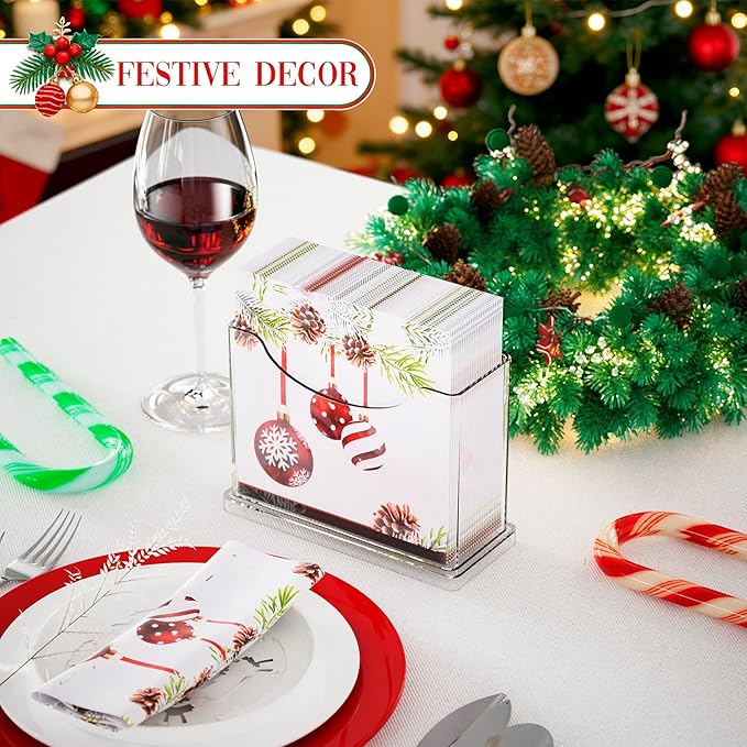 Cocktail Napkin Holder Table - for 5 x 5 Inches Napkin, Clear Upright Small Paper Napkins Holders for Party Kitchen Dinner Home Bar Decorative