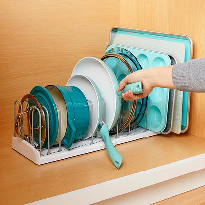 YouCopia StoreMore Expandable Pan and Lid Rack, 12.5"-22" Wide Adjustable Pan Organizer for Kitchen Cabinet Storage, Classic Edition - Image 5