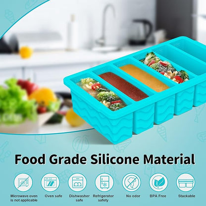 2-Pack Silicone Freezer Trays with Lid, 2 Large 2-Cup(500ml) & 6 Small 1/2-Cup(125ml) Soup Freezer Container Molds, Ice Cube Tray For Meal Prep & Freezing Soup, Stews, Sauces, Oven & Dishwasher-Safe - Image 2