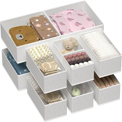Vtopmart 12 Pack Baby Clothes Organizer, Dresser Drawer Organizer for Baby Clothing, Foldable Fabric Closet Drawer Storage Bins, Dresser Dividers for Bra, Socks, Ties, Scarf by Vtopmart