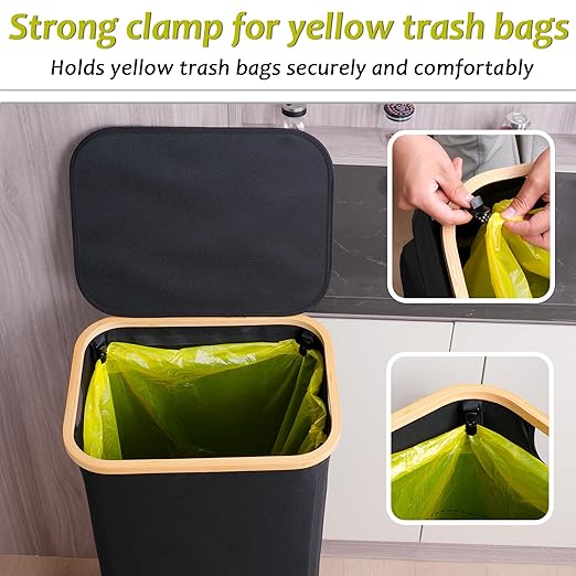 efluky Recycling Bin Holder 100L, 26 Gallon Trash Can with Lid, Garbage Bag Holder for Yellow Bags, Easy Removal, (Inner Bag Not Included) -Black - Image 4