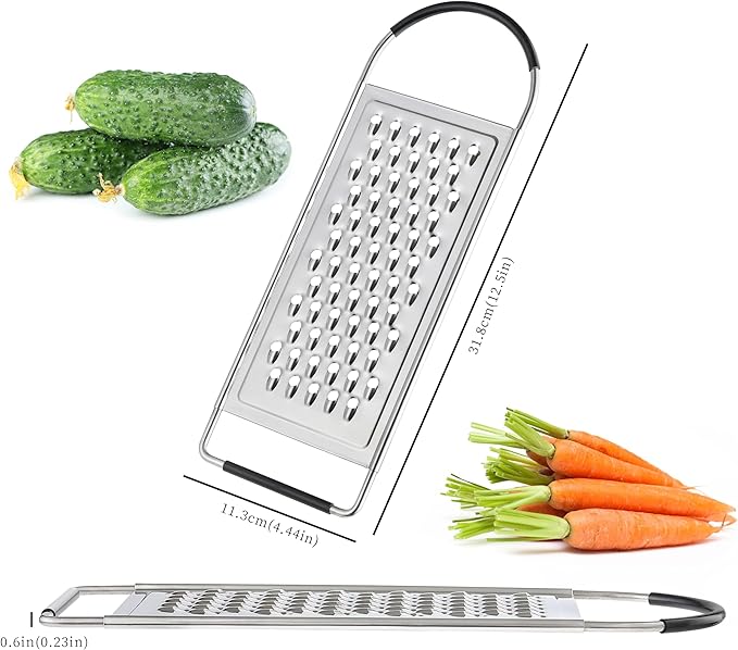 Cheese Grater Handheld, HIA Flat Coarse Stainless Steel Graters for Kitchen, Food Grater with Anti-Slip Handle, Perfect for Potato, Vegetable, Butter, Parmesan Cheese - Image 2