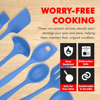 Chef Craft 7 Piece Blue Premium Silicone Kitchen Tool Set (42081) - Image 3