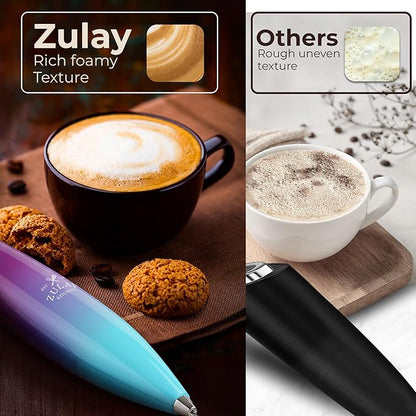 Zulay Kitchen Patented Tornado Triple Whisk Milk Frother with 4 Duracell Batteries – Handheld Foam Maker for Coffee, Lattes, Matcha & Hot Chocolate – Rich, Creamy Froth in Seconds - Borealis - Image 6