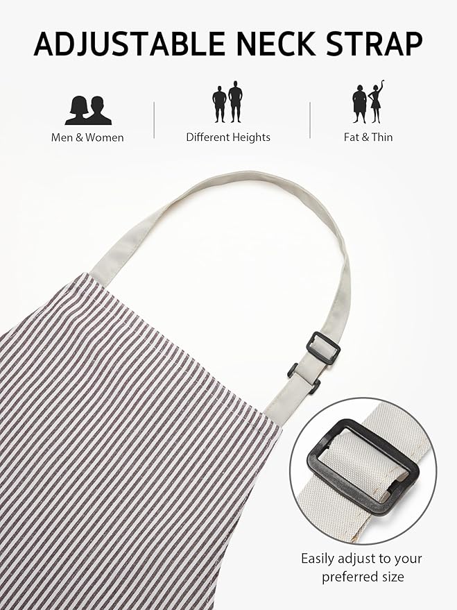 Syntus Apron for Men Women, Adjustable Cooking Kitchen Chef Aprons with 2 Pockets, Cotton/Polycotton/Polyester - Image 4