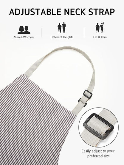 Syntus Apron for Men Women, Adjustable Cooking Kitchen Chef Aprons with 2 Pockets, Cotton/Polycotton/Polyester - Image 4