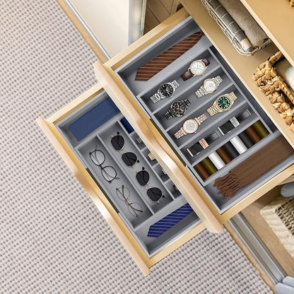 Large Premium Bamboo Silverware Organizer - Expandable Drawer Organizer & Utensil Organizer - 17"x19.7" Cutlery Tray with Dividers for Kitchen Utensils and Flatware (7-9 Slots) (Grey) - Image 9