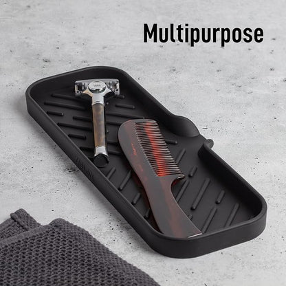 Zulay Kitchen Large Silicone Sponge Holder (12x4) – Flexible Sink Organizer Tray for Kitchen & Bathroom – Multipurpose Soap Dish for Sponges, Makeup, Trinkets & More (Black) - Image 5