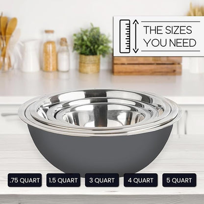 WHYSKO Meal Prep Stainless Steel Mixing Bowls Set, Home, Refrigerator, and Kitchen Food Storage Organizers | Ecofriendly, Reusable, Heavy Duty (Gray) - Image 7