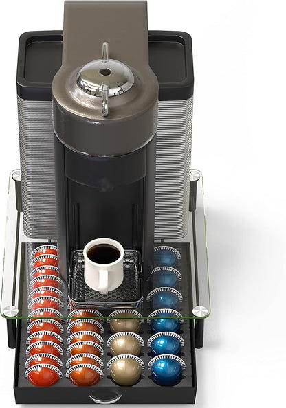 DecoBrothers Crystal Tempered Glass Vertuo Pod Holder Drawer, 24 Large or 48 Small Nespresso Capsule Organizer - Image 5