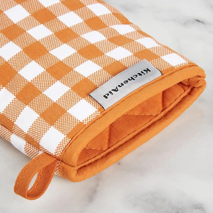 KitchenAid Gingham Mini Oven Mitt 2-Pack Set, Honey, 5.5"x8" - Image 3