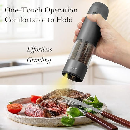 Ultrean Salt and Pepper Grinder Set, Rechargeable Salt and Pepper Shakers, 6 Adjustable Coarseness, LED Light, Kitchen Gadget & Housewarming Gift, Cooking Gifts for Men, Stainless Steel - Image 2