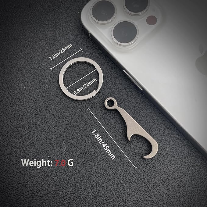 Titanium Bottle Opener, Small Keychain Beer Bottle Opener Can Opener with Stainless Steel Key Ring
