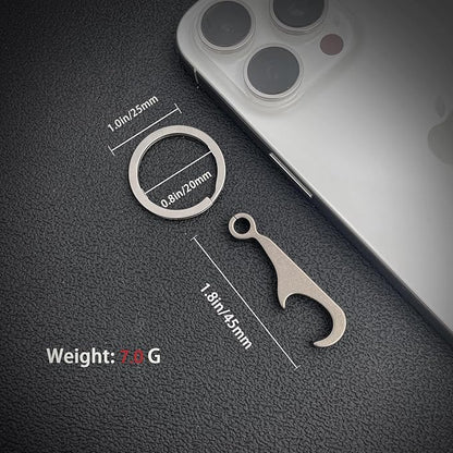 Titanium Bottle Opener, Small Keychain Beer Bottle Opener Can Opener with Stainless Steel Key Ring