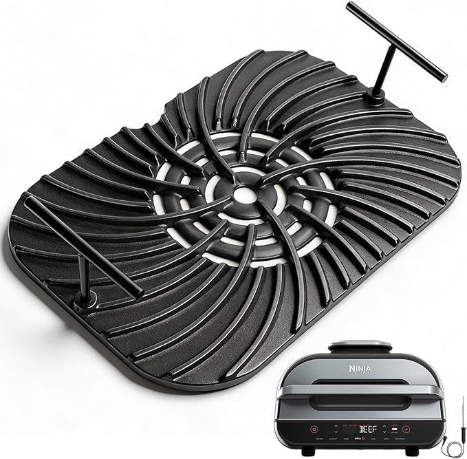 Grill Grate for Ninja Foodi FG551 Grill Accessories, Cast Iron Griddle Plate Replacement Parts for Ninja Foodi Smart XL 6-in-1 Grill, Non-Stick, 13.36"x9.1"