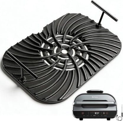 Grill Grate for Ninja Foodi FG551 Grill Accessories, Cast Iron Griddle Plate Replacement Parts for Ninja Foodi Smart XL 6-in-1 Grill, Non-Stick, 13.36"x9.1"