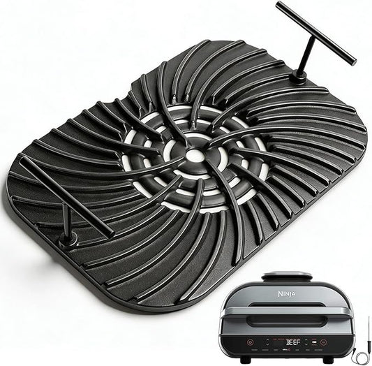 Grill Grate for Ninja Foodi FG551 Grill Accessories, Cast Iron Griddle Plate Replacement Parts for Ninja Foodi Smart XL 6-in-1 Grill, Non-Stick, 13.36"x9.1"